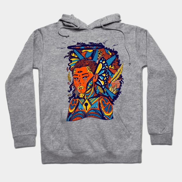 Orange Blue Jupiter Cries Hoodie by kenallouis